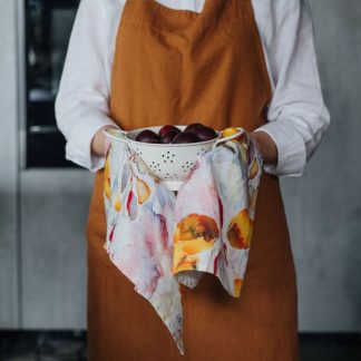 Essuie vaisselle en lin, Orange flow, Linen tales®-1