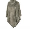 Poncho COSY collar micro flanel, taupe, tiseco®-1