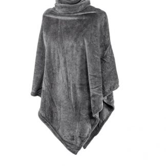 Poncho COSY collar micro flanel, gris, tiseco®-1