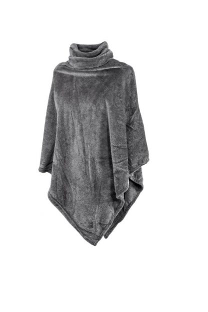 Poncho COSY collar micro flanel, gris, tiseco®-1