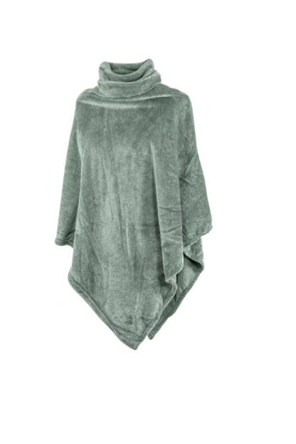 Poncho COSY collar micro flanel, sauge, tiseco®-1