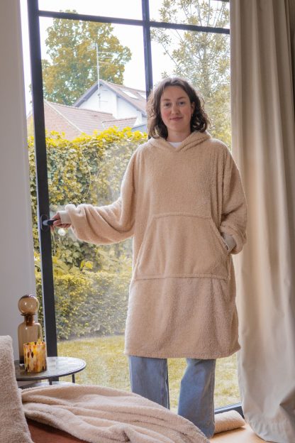Poncho à capuche COCOON Beige, Tiseco®-2