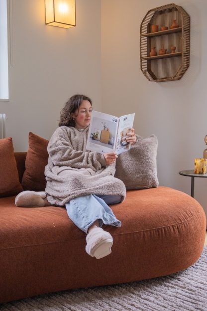 Poncho à capuche COCOON Taupe, Tiseco®-2