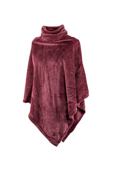 Poncho COSY collar micro flanel, grenade, tiseco®-1