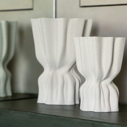 Vase 22x17,5xH29cm blanc drappé VEA, S&P®-3