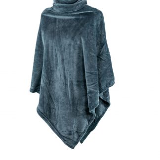 Poncho COSY collar micro flanel, bleu, tiseco®-1