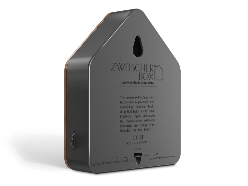 Le nichoir Zwitscherbox® Classic noyer, relaxound®-3 Le nichoir Zwitscherbox® Classic noyer, relaxound®-3