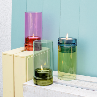 Photophore en verre 'Lys' pink, ReMEMBER®-1