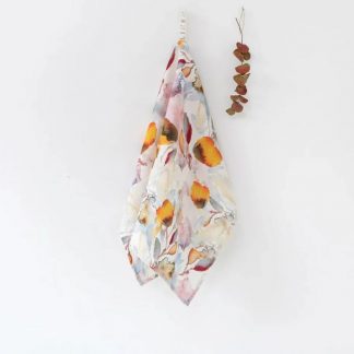 Essuie vaisselle en lin, Orange flow on Light, Linen tales®-1