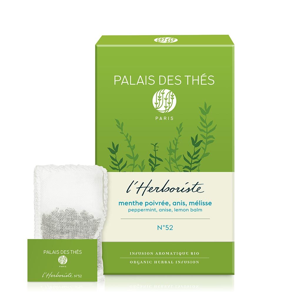 L'Herboriste N°52, Menthe poivrée-Anis-Mélisse (20 mousselines), BIO-1 L'Herboriste N°52, Menthe poivrée-Anis-Mélisse (20 mousselines), BIO-1