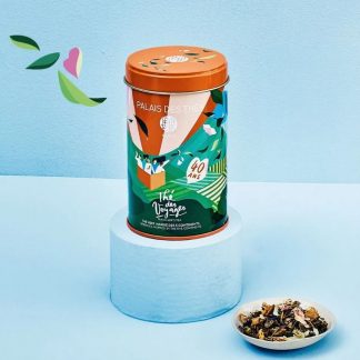 Thé des Voyages BIO, thé vert fruité & floral, boîte métal 120g -1
